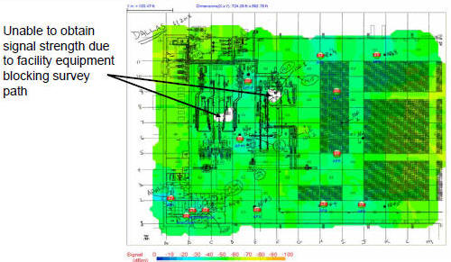 Site Survey Signal Strength and Access Point Locations